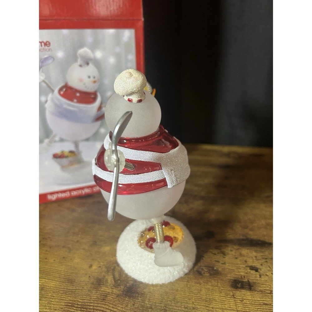JCPenney Home Collection Rare Lighted Acrylic Chef Snowman W/ Box Vtg Christmas - Picture 6 of 10